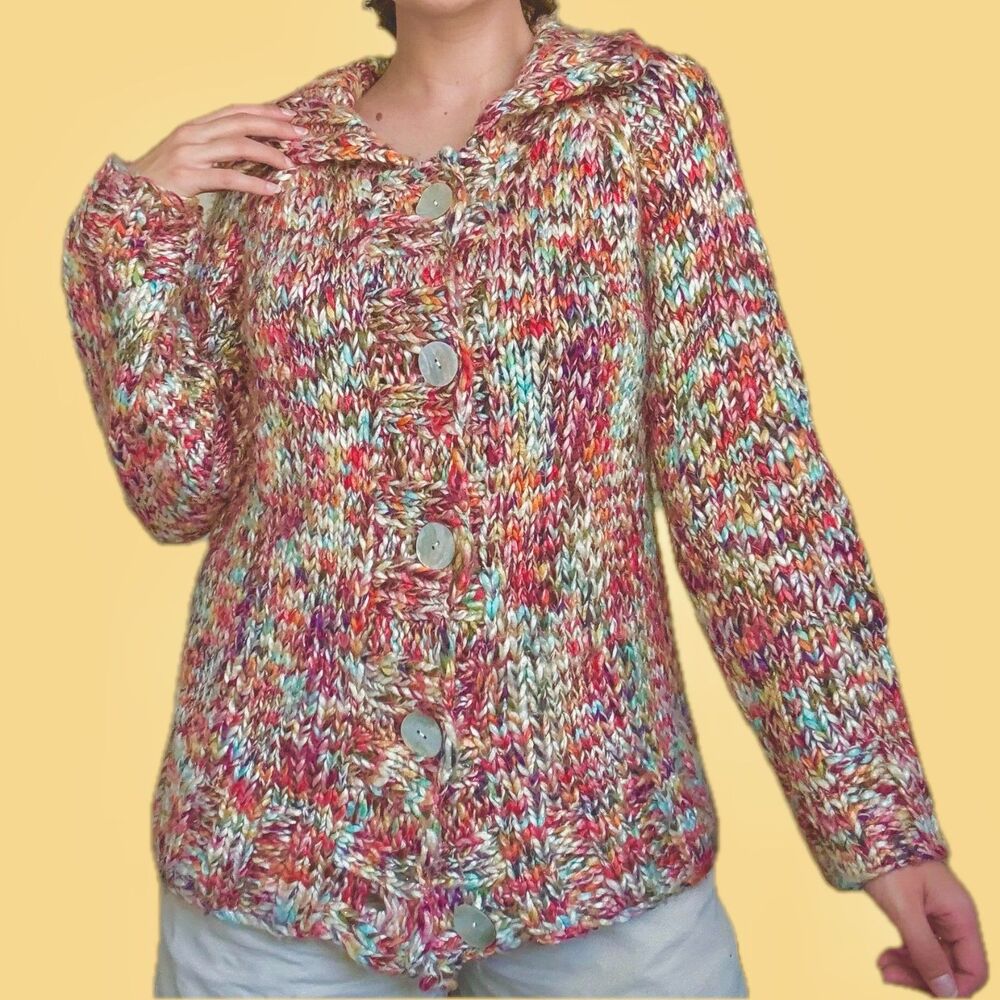 Vintage Chico's Multicolor Chunky Knit Cardigan | Size 0